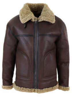 Men Aviator Shearling Bomber Brown Jacket