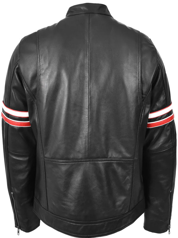 Men Biker Style Real Leather Black Jacket