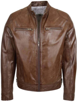 New Men Biker Soft Brown Casual Leather Jacket