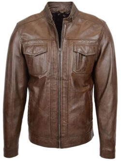 Men Casual Biker Leather Timber Jacket
