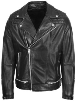 Men Leather Biker Brando Black Jacket