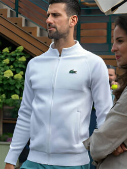 Wimbledon 2024 Novak Djokovic White Zip-Up Jacket
