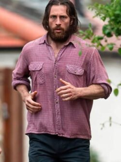 28 Years Later 2025 Aaron Taylor-Johnson Pink Shirt