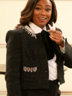 New Abbott Elementary S04 Tatyana Ali Black Embellished Jacket