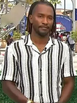 Access Hollywood Scott Evans Black and White Knit Stripe Shirt