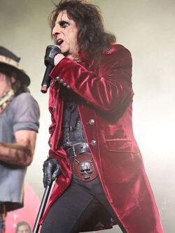 Alice Cooper Red Velvet Mid-Length Coat