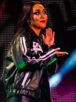 WWE NXT 2025 Carla Gonzalez Pink Bow Black Jacket