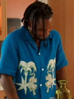 New Access Hollywood Scott Evans Blue Embroidered Shirt