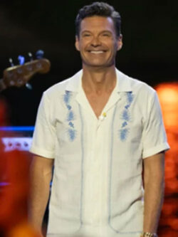 New American Idol S23 Ryan Seacrest White Embroidered Shirt