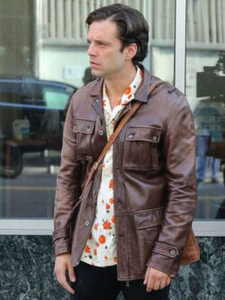 Edward A Different Man 2024 Sebastian Stan Brown Leather Jacket