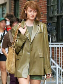 Ingrid Film A Different Man 2024 Renate Olive Green Leather Blazer