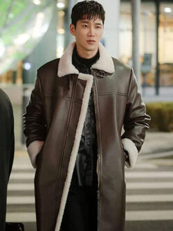 Itaewon Class Jang Won Brown Shearling Leather Coat