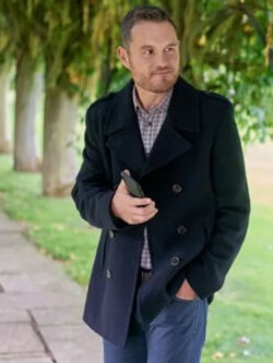 Logan Campbell TV-Movie A Scottish Love Scheme 2024 Jordan Young Black Peacoat