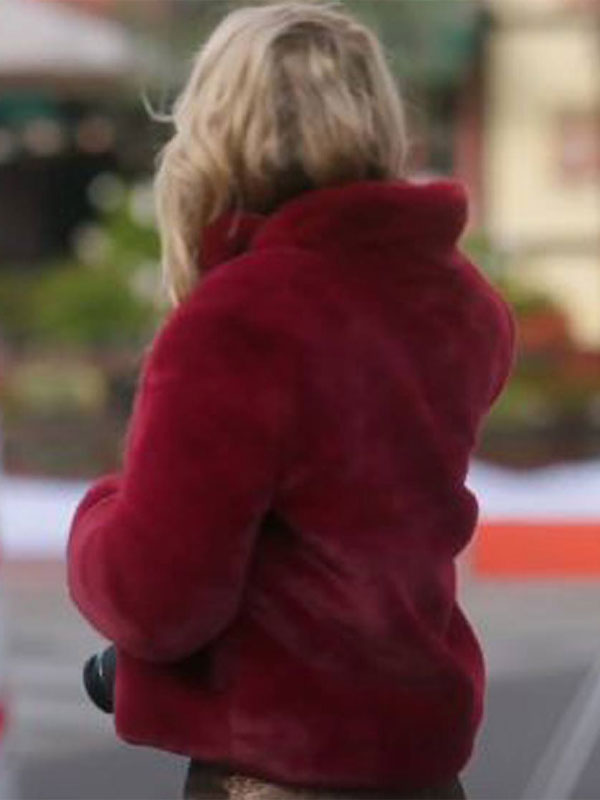 Natalie Hall A Very Charming Christmas Town Aubrey Lang Red Fur Jacket