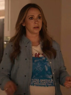 New 9-1-1 S08 Jennifer Love Hewitt Hearts Printed Denim Shirt