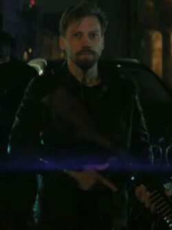 Heads of State Movie 2025 Alexander Black Leather Jacket