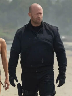 Jason Statham Movie A Working Man 2025 Levon Black Cotton Jacket