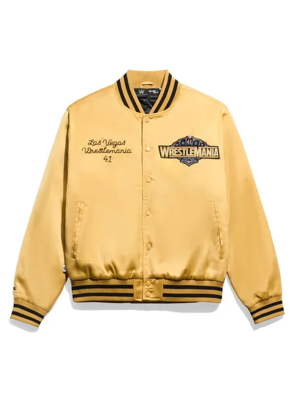 Las Vegas 2025 WWE WrestleMania 41 Gold Varsity Bomber Jacket