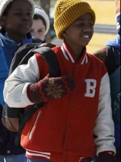 Mikey Trotter 8-Bit Christmas Movie Che Varsity Red and White Jacket