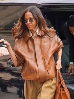 Paris Street Style 2025 Zoe Brown Leather Jacket