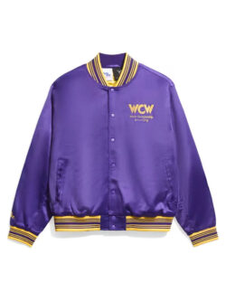 Recreation - World Championship Wrestling 2025 Purple Satin Bomber Jacket