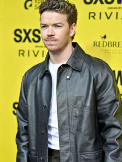 Will Poulter Death of a Unicorn Movie Event 2025 Black Leather Coat