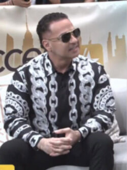 Access Daily 2025 Mike “The Situation” Black And Silver Chain Print Shirt