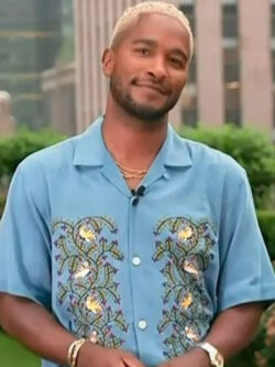 New Access Hollywood Scott Evans Blue Floral Shirt