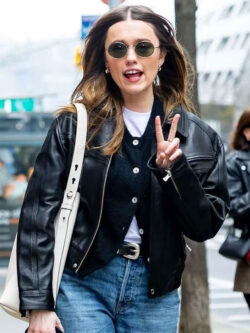 Aimee Lou Wood Street Style 2025 Black Leather
