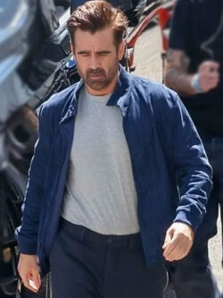 Colin Farrell A Big Bold Beautiful Journey 2025 Blue Suede Leather Jacket