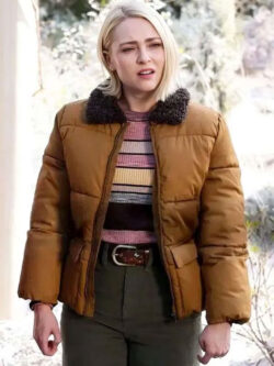 Grosse Pointe Garden Society 2025 AnnaSophia Robb Brown Shearling Puffer Jacket
