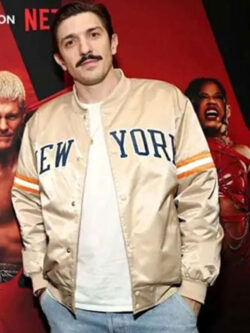 WWE Raw 2025 Andrew New York Beige Bomber Jacket