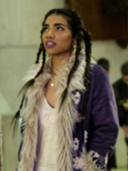 New Year Of S01 Tharanya Tharan Purple Fur Trim Coat