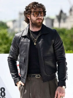 28 Years Later Movie 2025 Photocall in London Aaron Taylor-Johnson Black Leather Jacket