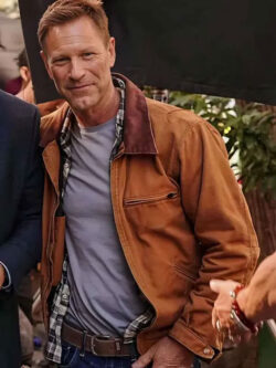 Aaron Eckhart The Bricklayer 2024 Brown Cotton Jacket