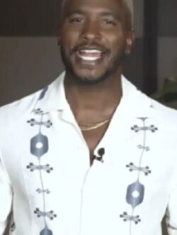 New Access Hollywood 2025 Scott Evans Blue Printed Short Sleeve Shirt