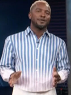 New Access Hollywood 2025 Scott Evans Striped Ombre Shirt