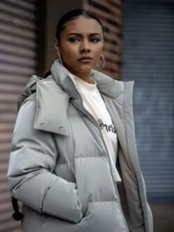 Alix Lapri Power Book II Ghost S03 Grey Puffer Hooded Jacket