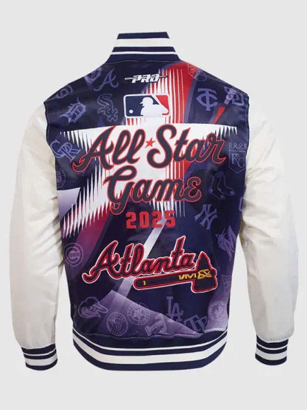 All Star 2025 Atlanta Sublimated White Satin Varsity Jacket For Men and Women