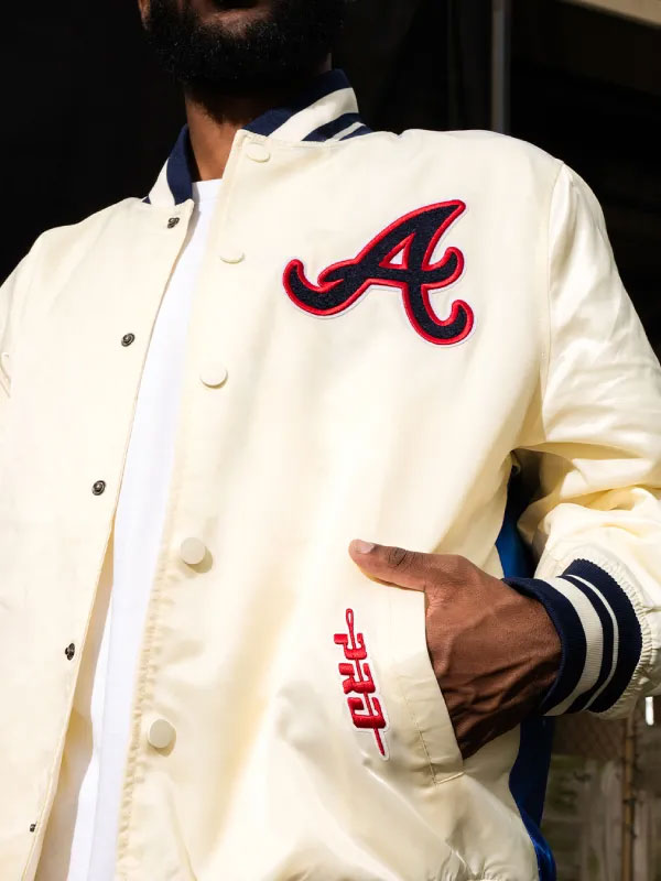 All Star Game 2025 Atlanta Braves Sublimated White Satin Varsity Jacket