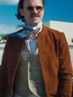 Movie Faster 2025 Alban Lenoir Brown Suede Leather