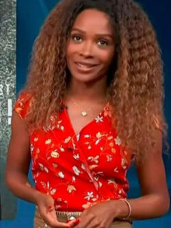 Access Hollywood 2025 Zuri Hall Red Floral Print Wrap Top New