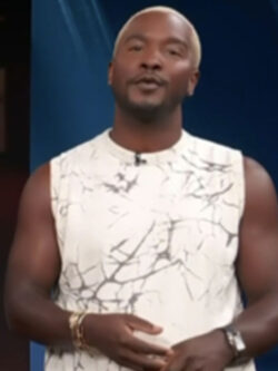 New Access Hollywood Scott Evans White Marble Print Sweater Vest