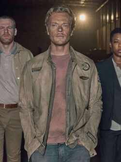 Alfie Allen Atomic 2025 Brown Suede Leather Jacket