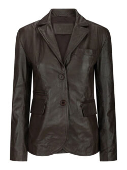 Womens Two Button Brown Blazer Jacket