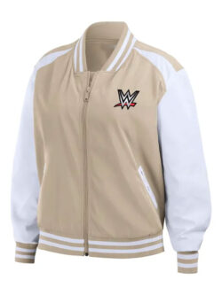 World Wrestling Entertainment 2025 SummerSlam Beige and White Bomber Jacket