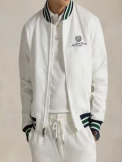 New 2025 US Open Linen White Bomber Jacket