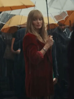 Margot Robbie Movie A Big Bold Beautiful Journey 2025 Sarah Red Wool Coat