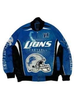New Vintage Detroit Lions Blue Racing Jacket