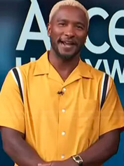 New Access Hollywood 2025 Scott Evans Yellow Stripe Shirt